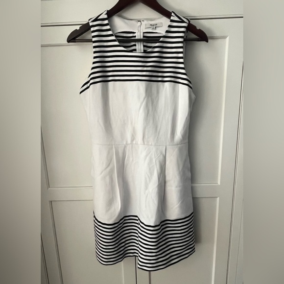 Madewell Black & White Striped Cotton Nautical Dress Size M - Picture 2 of 8